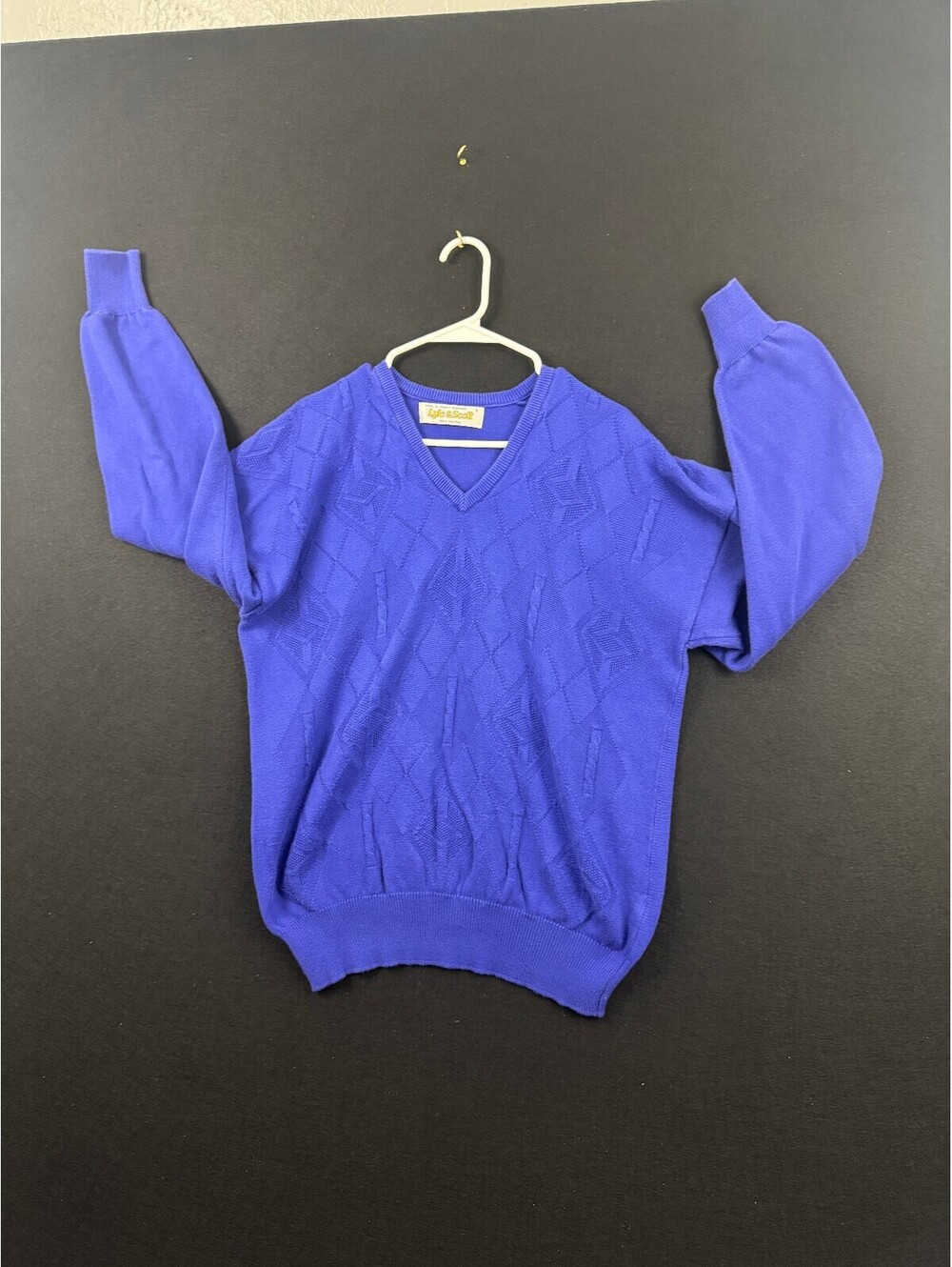 Lyle & Scott Vintage Blue Cotton V-Neck Sweater Size L